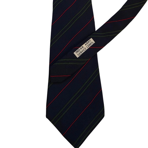 SR DAVID Other - Sr David Indian Army Service Corps Tie Navy Red Green Stripe Silk Made in‎ Italy